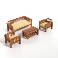 Raiden 5 Seater Solid Wood Sofa (Honey Finish)
