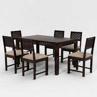 Velora Sheesham Wood Dining Set 6 Seater (Walnut Finish)