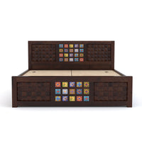 Eltrion Sheesham Wood Queen Size Bed With Storage (Walnut Finish)