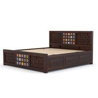 Eltrion Sheesham Wood Queen Size Bed With Storage (Walnut Finish)