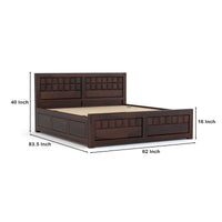Vantrex Sheesham Wood Queen Size Bed With Storage (Walnut Finish)
