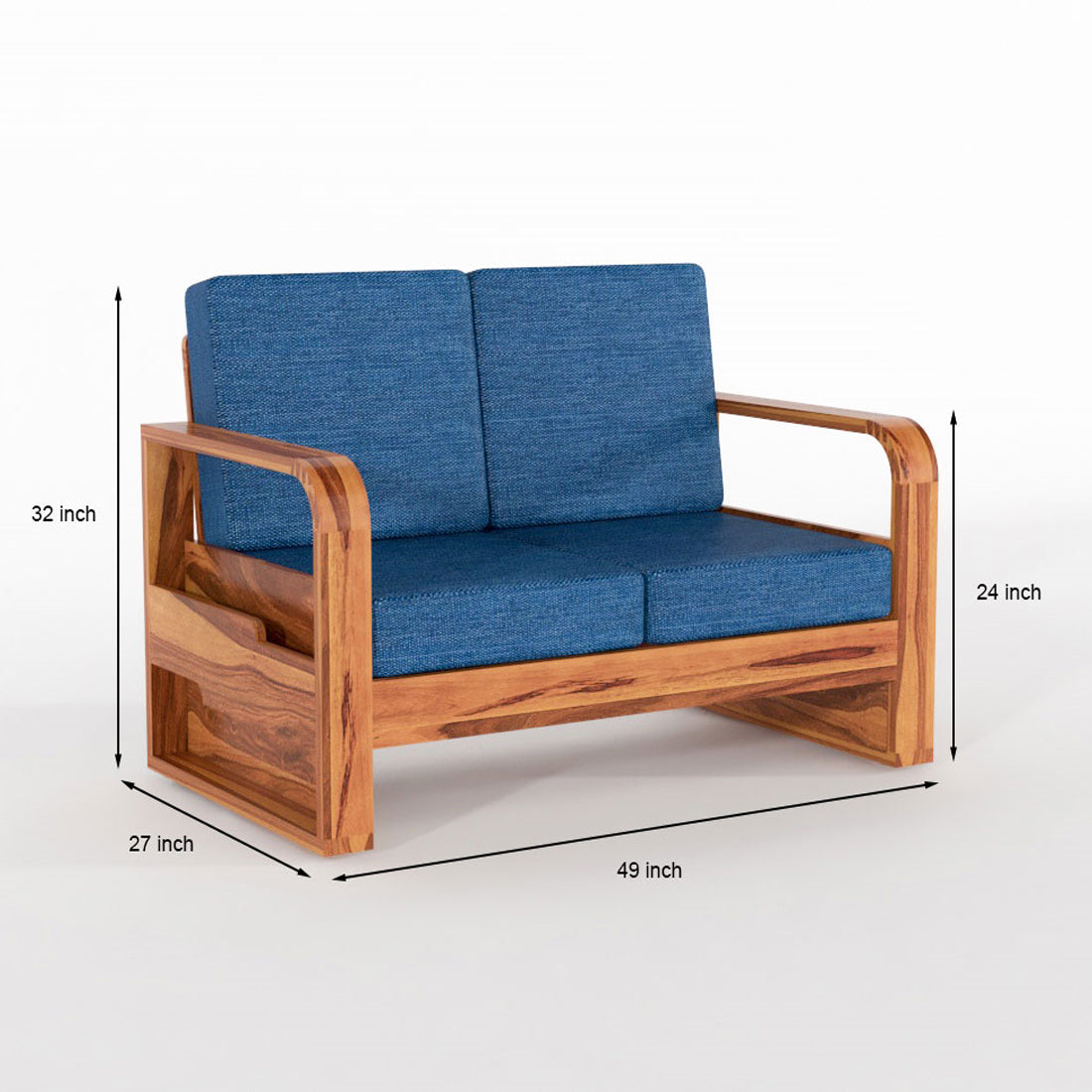 Juvric  Solid Sheesham Wooden 2 Seater Sofa Set (Honey Finish)