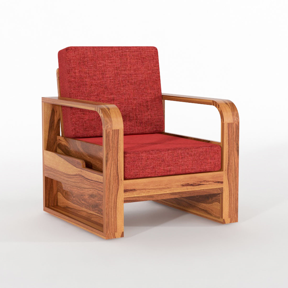 Wovian Solid Sheesham Wooden 1 Seater Sofa Set (Honey  Finish)