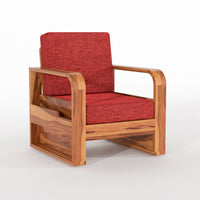 Wovian Solid Sheesham Wooden 1 Seater Sofa Set (Honey  Finish)
