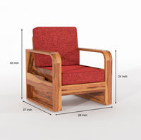 Wovian Solid Sheesham Wooden 1 Seater Sofa Set (Honey  Finish)