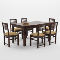 Norvik Sheesham Wood Dining Set 6 Seater (Walnut Finish)