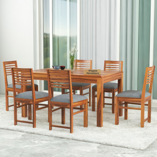 Norvik Sheesham Wood Dining Set 6 Seater (Honey Finish)