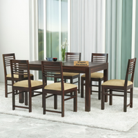 Norvik Sheesham Wood Dining Set 6 Seater (Walnut Finish)