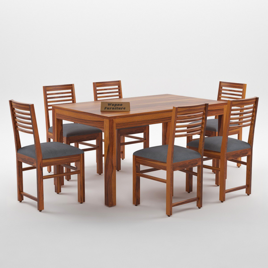 Norvik Sheesham Wood Dining Set 6 Seater (Honey Finish)