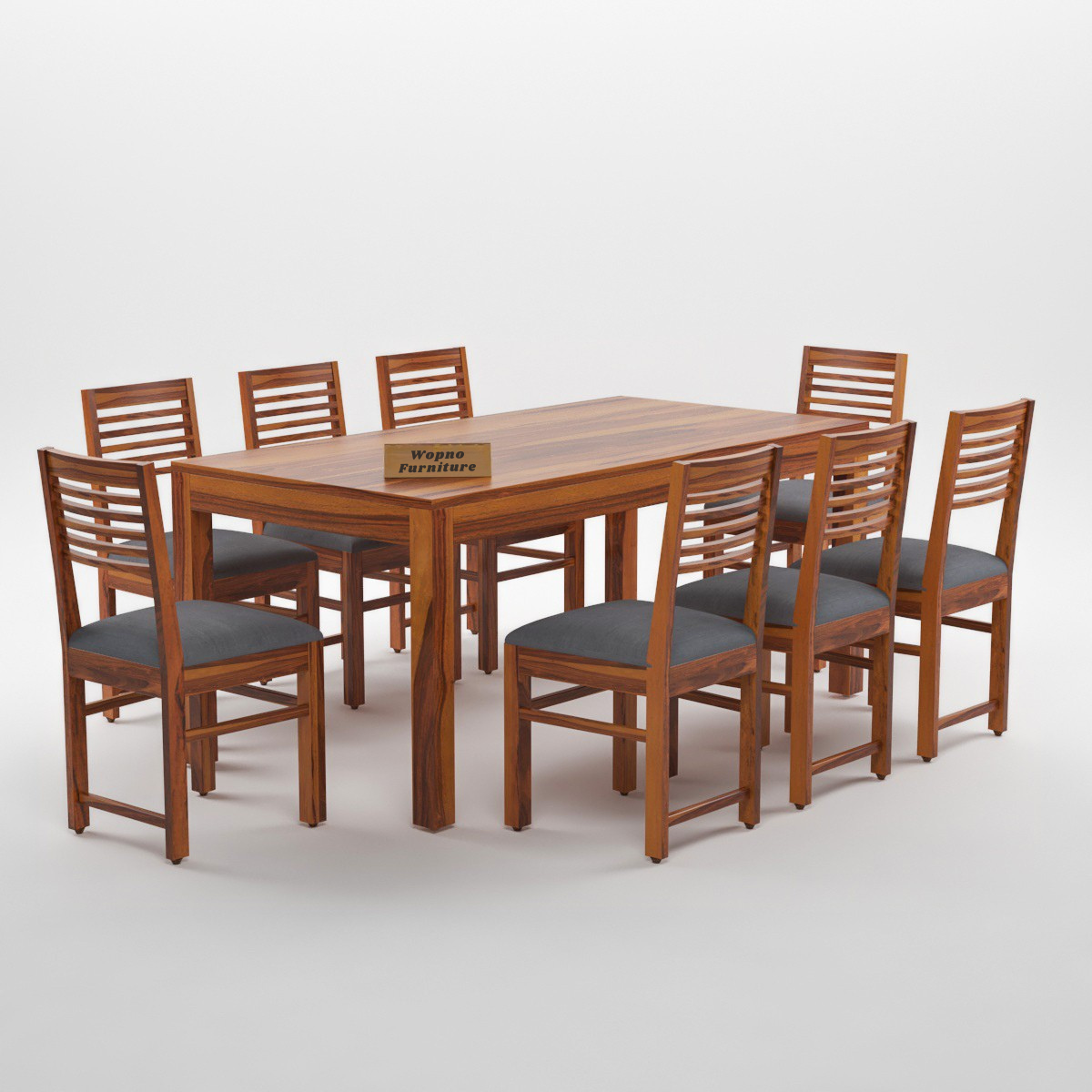 Norvik Sheesham Wood Dining Set 8 Seater (Honey Finish)