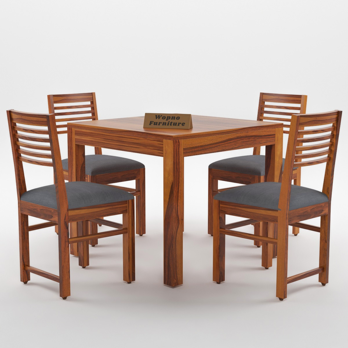 Norvik Sheesham Wood Dining Set 4 Seater (Honey Finish)