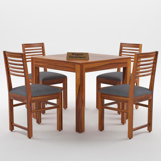 Norvik Sheesham Wood Dining Set 4 Seater (Honey Finish)