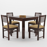 Norvik Sheesham Wood Dining Set 4 Seater (Walnut Finish)