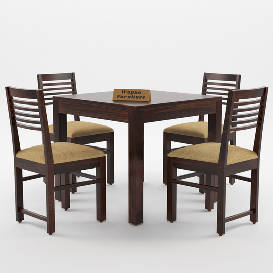 Norvik Sheesham Wood Dining Set 4 Seater (Walnut Finish)