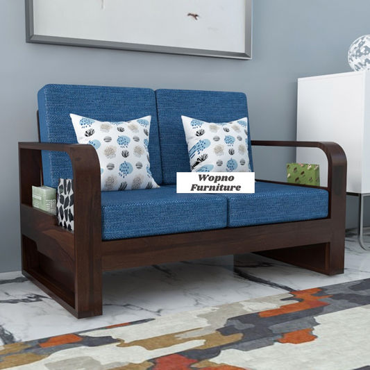 Juvric Solid Sheesham Wooden 2 Seater Sofa Set (Walnut Finish)