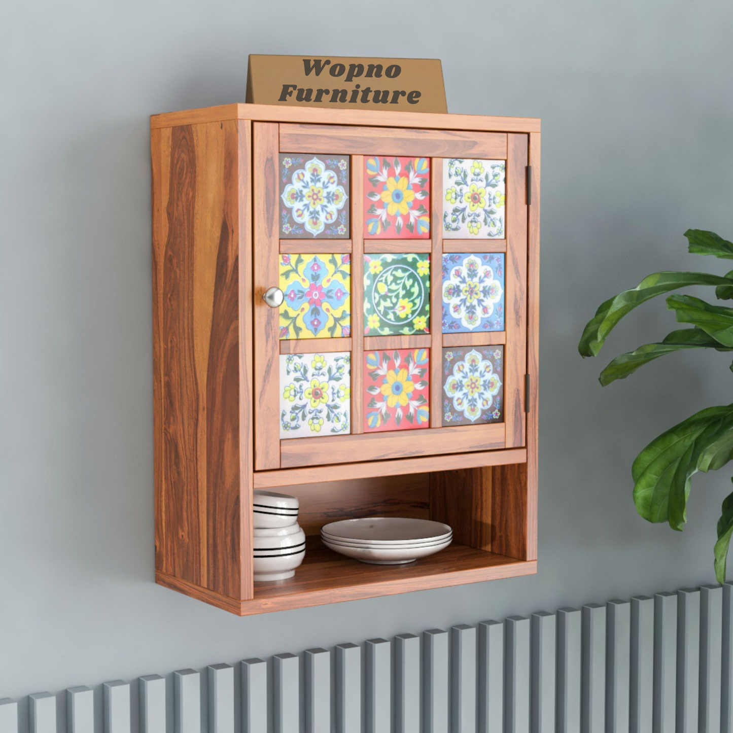 Qorven Solid  Sheesham Wood Kitchen Cabinet Wooden (Honey Finish)