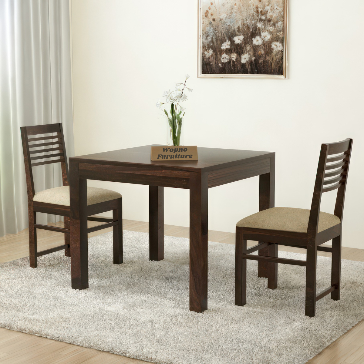 Norvik Sheesham Wood Dining Set 2 Seater (Walnut Finish)