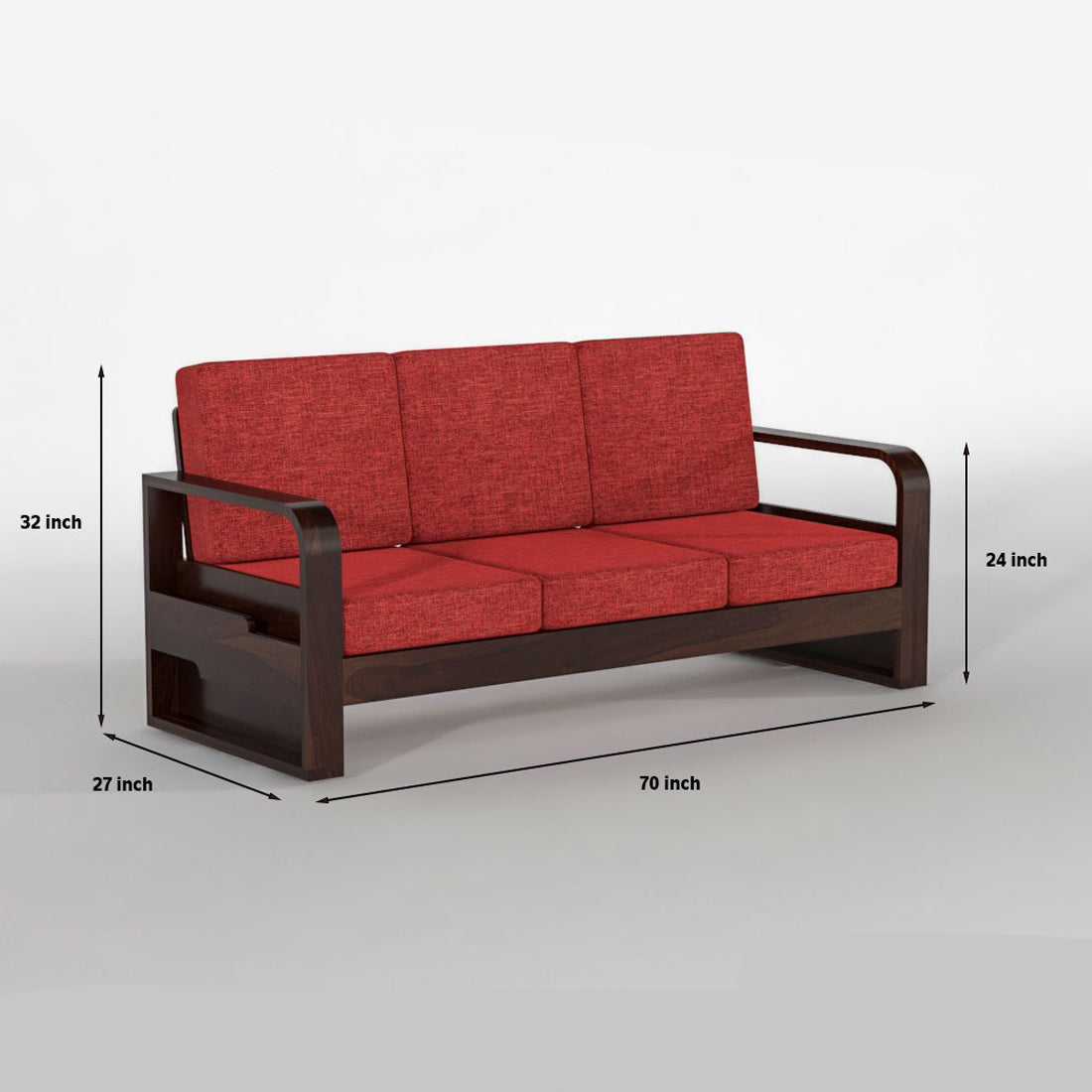 Brivon Sheesham Wooden 5 Seater Sofa Set (Walnut Finish)