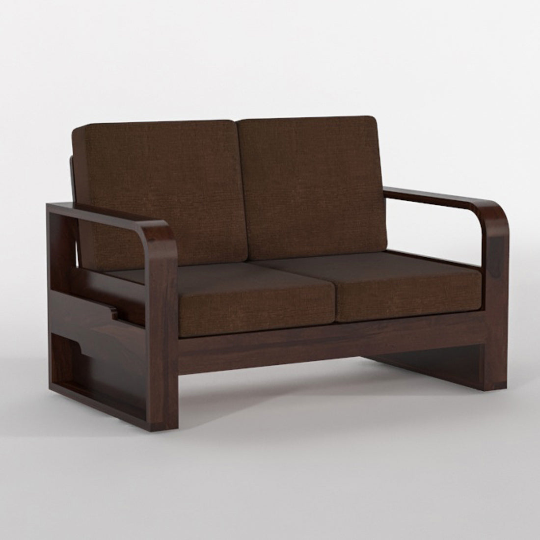 Juvric Solid Sheesham Wooden 2 Seater Sofa Set (Walnut Finish)